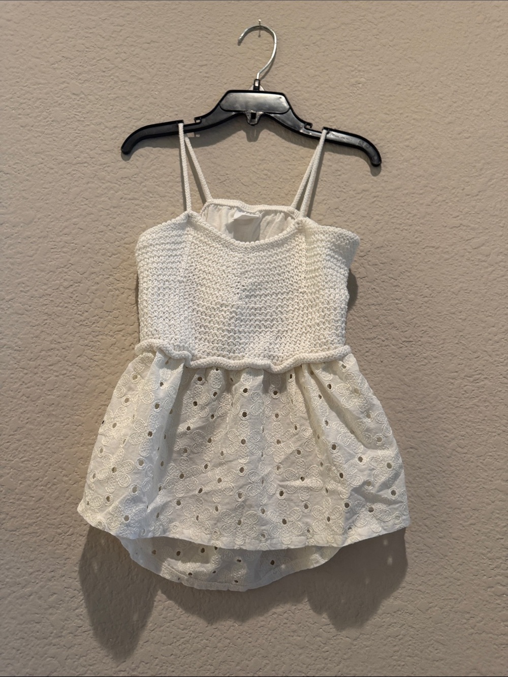 Zara White Eyelet Knit Tank Top Dress